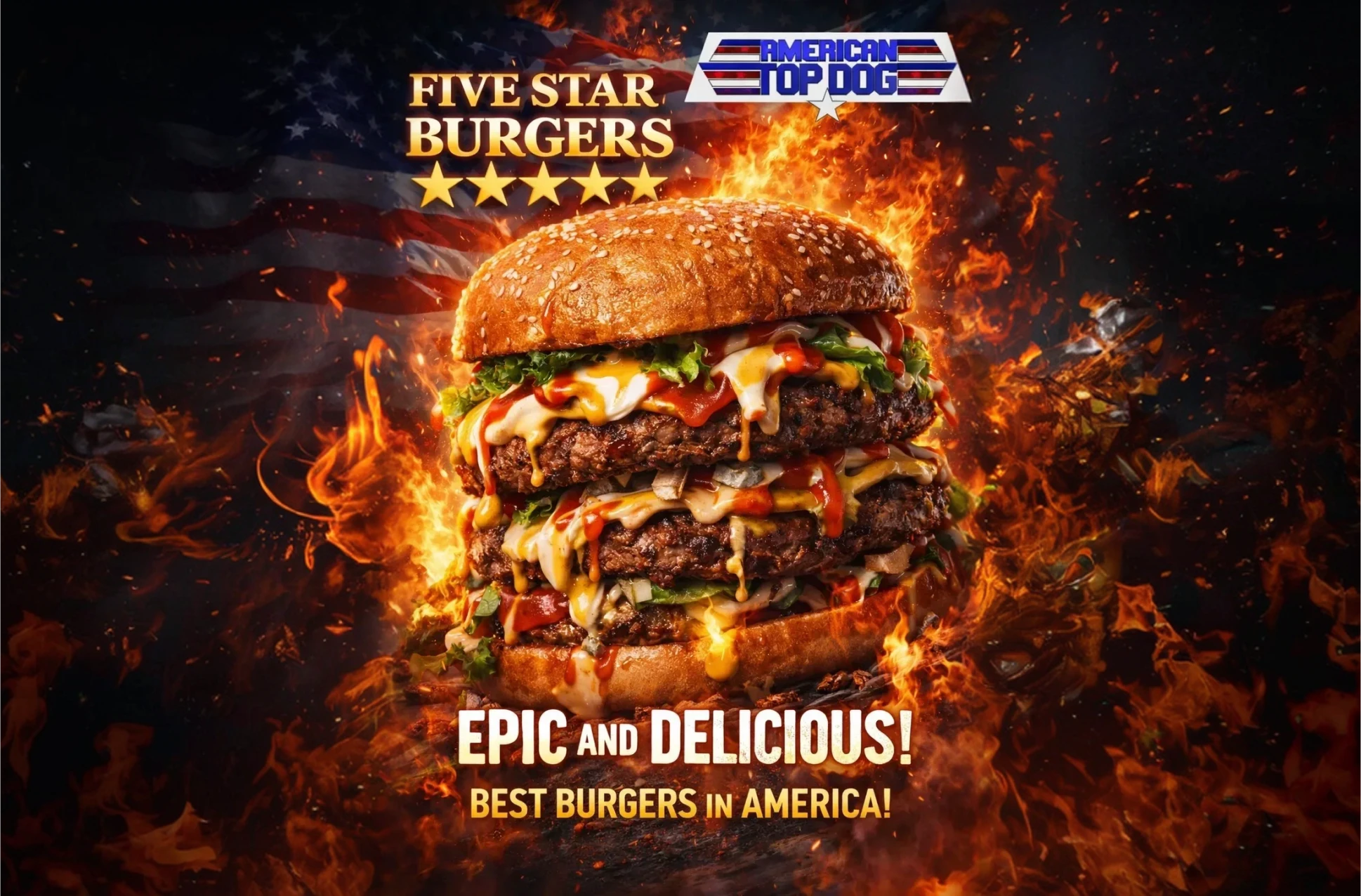 Delicious double burger with toppings